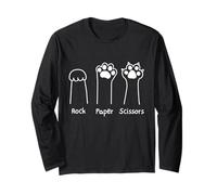 Hand Game Rock Paper Scissors Cute Paw Funny Cat Men Women Manche Longue