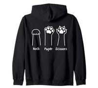 Hand Game Rock Paper Scissors Cute Paw Funny Cat Men Women Sweat à Capuche