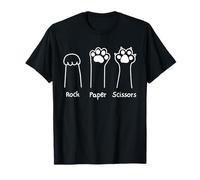 Hand Game Rock Paper Scissors Cute Paw Funny Cat Men Women T-Shirt