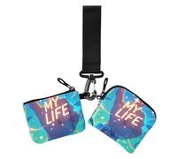 Hand Gesture Two Fingers Up My Life Lot de 2 portefeuilles fins et portables pour cartes de visite avec poche zippée pour pièces de monnaie pour un usage quotidien, main geste deux doigts vers le haut