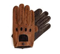 HAND GEWAND Gants de conduite pour homme en cuir peccary, gants de conduite élégants pour voiture, cabriolet et voitures anciennes, marron foncé/liège, 8