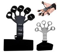 Hand Grip Musculation Exerciseur De Doigts Hand Strengthener, Exercice D'avant-Bras Renforcement des Mains Bandes Appareil D'entraînement Réglable avec 6 Niveaux De Résistance(Noir+Gris)
