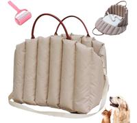 Hand-Held Dog Car Seat with Anti-Escape Rope,Portable Winter Warm Soft Travel Pet Seat,Waterproof Hideaway Nesting Pet Cave with Removable Cushion for Indoor Cats & Small Dogs (Khaki, M(45*35*35cm))