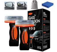 Hand-Held Glass Emulsion Cleaner, Glass Guard, 100g Glasses Emulsion Windscreen Cleaner, Car Glasses Oil Film Remover Brush, Oil Film Remover for Windows, Mirrors Surfaces (2pcs)