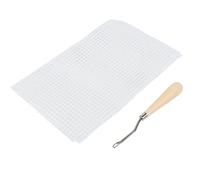 HAND MADE CROCHETING CARPET RUG KNITTING MESH CLOTH TOOLS HOME TEXTILE DIY CRAFT (Mesh cloth 50cm + wooden handle crochet hook)