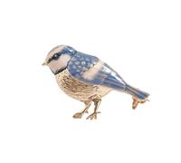 Hand-Painted Enamel Blue Tit Bird Brooch - Nature-Inspired Jewelry Pin, 14K Gold-Tone-Plated for Women, Unique Luxury Accessory for Friends Or Girlfriend