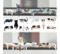 Hand-Painted Mini Cat Desk Figurines - Set of 5 Cute Cartoon Kitty Companions,Cute Resin Cat Car Dashboard Ornament,Mini Cartoon Kitty Figurines,for Computer Monitor, Office Desk (10MIX)