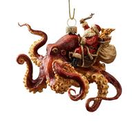 Hand-Painted Octopus Christmas Decoration - 2D Acrylic Marine Ornament for Festive Tree, Car, Or Home, Vibrant Art Design with Hanging Rope, Style Decor for Holiday Celebration