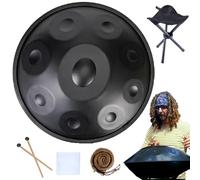 Hand Pan 56cm D Minor Handpan Drum 9/10/12 Notes Tambour En Acier 432 Hz/440 Hz Instrument À Percussion Pour Les Débutants Et Les Joueurs Professionnels(Color:Noir,Size:9 Notes(440HZ))