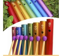 Hand Percussion Instrument Set, Aluminum Wah Tube with Beater Mallet Wah Percussion Instrument Tuning Pipes Sound for Music Accompaniment and Personal Relaxation(7 Chakra Set)