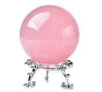 Hand-Polished Rose Quartz Crystal Ball, Orb Ornament for Love, ecorative Feng Shui Sphere for Home Office Decor,8cm