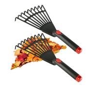 Hand Rake, 9 Tine Comfort Grip Handheld Gardening Tool, Small Leaf Rake