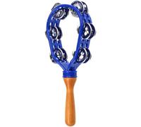 Hand Tambourine - Double Row Metal Bells 12x5.2x2in | Wood Handle Cutaway Percussion Instrument | Handheld Rhythm Shaker for Karaoke Parties School Gatherings Church Concerts and Musical Worship