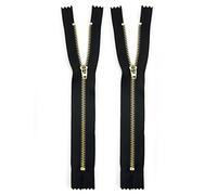 Hand® une paire de noir Open Ended No3 laiton doré Zips métalliques - 17 cm, 7 pouces