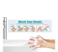 Hand Washing Instruction Label - 15x4.3 Inches Adhesive Safety Signs for Personal Hygiene, Easy Application with High Visibility, Clear Informative Decals for Restaurants, Offices, Business Use
