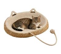 Hand-Woven Cat Bed Scratching House - Indoor Woven Basket | Cute Ear Design