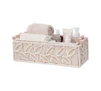 Hand-Woven Cotton Rope Storage Baskets - 12.2x5.51x3.54in Handwoven Baskets | Décorative Bathroom Organizer Bin | Storage Basket for Shelves Bathroom Bedroom Apartment Home Living Room