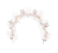 Hand-Woven Gold Leaf & Pearl Headband Floral Headdress For Brides & Children, One Size, Agar