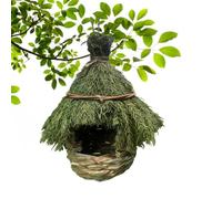 Hand-Woven Green Backyard Birdhouse Multi-Functional Natural Grass Pendant | Hand-Woven Bird House for Branches Vines Fences Garden Backyard Patio Outdoor Decor Pendant Rustic Farmhouse