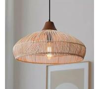 Hand Woven Natural Rattan Light 19.7" Large E26 Light Fixtures Coastal Kitchen Island Chandelier Drum Woven Lamp Shade Rustic Lights For Dining Room Living Room/50Cm