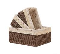 Hand Woven Paper Rope Storage 3 Pack With pour liner Hand Woven | Natural Paper Rope, Soft pour liner Included, Space-saving Design For Bedroom, Living Room, Bathroom, Office