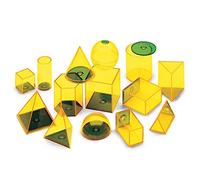 hand2mind - 9310 Lot de 14 formes 3D jaunes géométriques solides pour mesurer le volume
