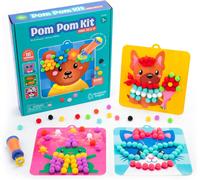 hand2mind Learning Resources Kit de Pompons-Kit Créatif pour Enfants avec Poussoir et 1000 Pompons,16 Activités,Développement de la Motricité Fine,Dès 5 Ans