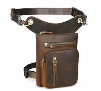 Handadsume Toile Imperméable + Cuir Véritable Moto Fanny Sac de Taille Waist Bag Cuisses Sacs pour Les Jambes pour Hommes Femmes FB211-6