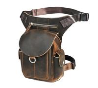 Handadsume Toile Imperméable + Cuir Véritable Moto Fanny Sac de Taille Waist Bag Cuisses Sacs pour Les Jambes pour Hommes Femmes FB211-8 (X - 9938-100% Cuir)