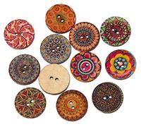Handarbeit-Lieblingsladen Lot de 100 boutons ronds en bois - 20 mm - 2 trous - Pour couture, bricolage, scrapbooking, différents motifs
