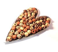 Handarbeit - Lieblingsladen Lot de 100 perles en bois - 16 x 17 mm - Avec trou de 7,4 mm - Marron - Mélange de boules en bois - Pour bricolage de bijoux, colliers