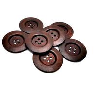 Handarbeit-Lieblingsladen Lot de 12 grands boutons en bois marron café - 50 mm - 4 trous - Boutons pour manteau, bricolage et couture