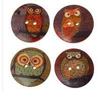 Handarbeit-Lieblingsladen Lot de 15 boutons à coudre en bois en forme de hibou Marron Diamètre 3 cm
