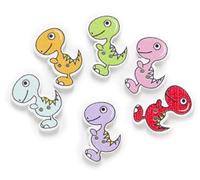 Handarbeit-Lieblingsladen Lot de 20 Boutons en Bois Multicolores Dinosaures 26 x 16 mm à Deux Trous 1,5 mm pour Couture DIY, Veste et Manteau