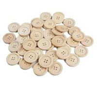 Handarbeit-Lieblingsladen Lot de 20 boutons ronds en bois naturel de qualité supérieure - 25 mm - 4 trous - Pour coudre ou manteaux