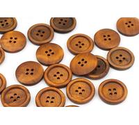 Handarbeit-Lieblingsladen - Lot de 20 boutons ronds en bois - Tendance - Avec 4 trous - 25 mm - Pour veste, bonnet, le bricolage et le scrapbooking