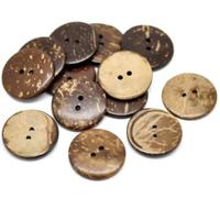 Handarbeit-Lieblingsladen Lot de 30 boutons en noix de coco marron à coudre Ø 2,5 cm 2 trous Boutons de bricolage Boutons de bricolage pour coudre Boutons de veste Deux trous Boutons ronds
