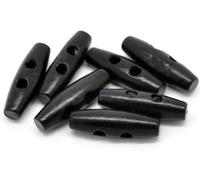 Handarbeit-Lieblingsladen Lot de 30 boutons ovales en bois nobles - 3,5 x 1,1 cm - Noir - 2 trous - Boutons oblongues pour coudre et bricoler - Boutons pour veste, manteau, etc.