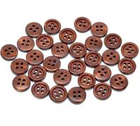 Handarbeit-Lieblingsladen Lot de 50 Boutons en Bois Ronds Marron café 15 mm
