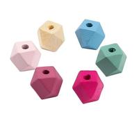 Handarbeit - Lieblingsladen Lot de 50 perles élégantes en bois polygone 12 x 12 mm avec trou de 3,5 mm - Mélange multicolore - Pour bricolage et fabrication de bijoux