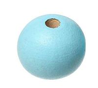 Handarbeit - Lieblingsladen Lot de 50 perles rondes en bois de 20 mm avec trou de 3 à 3,5 mm - Bleu clair - Pour bricolage, fabrication de bijoux, bracelets, colliers