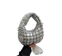 Handbag Solid Color Mini Pleated Cloud Bags Simple Versatile Single Shoulder Crossbody(Silver)