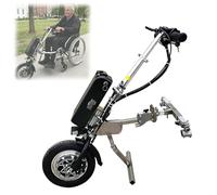 Handbike Électrique 500W pour Fauteuil Roulant Manuel - 3e Roue de Traction Amovible avec Suspension - Batterie 48V 15/17Ah (Autonomie 70km) 3 Vitesses, Roue 12", Freins à Disque et LED(A17ah)