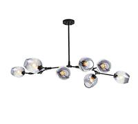 Handblown Glass Sphere Pendant Light Adjustable 7 Light Chandelier Matte Black Metal Fixture E27 Bulb Compatible Modern Smoke Gray Ceiling Lamp