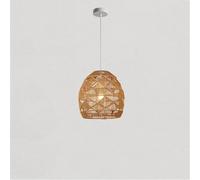 Handcrafted Grid Hemp Rope Light French Vintage Oval Iron Chandelier Natural Wood Colour E27 Hanging Lamp Restaurant Tea Room Hallway Decoration Lighting Fixture./15.75In/40Cm