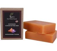 Handcrafted Savon With Natural, Soothing Herbs Of Sandalwood & Kesar Traditional Ayurvedic Herbal Savon For All Skin Type - 125g X2 Bars