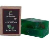 Handcrafted Savon With Neem & Tulsi Soothing Herbs Moisturized Skin - Traditional Ayurvedic Herbal Body Savon Bars For Men & Women, All Skin Types 125g X2 Bars