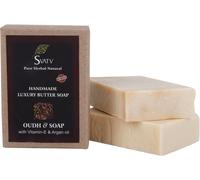 Handcrafted Savon With Oudh & Vitamin E Soothing Herbs Moisturized Skin - Traditional Ayurvedic Herbal Body Savon Bars For Men & Women, All Skin Types - 125g X2 Bars