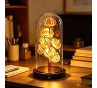 Handcrafted Sea Urchin Shell Night Light,USB Rechargeable Touch Dimmable Warm Lamp,Sea Urchin Glass Dome Table Light with Wooden Base,Ocean Themed Gifts for Bedroom Living Room