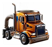 Handcrafted Semi-Truck Shaped Coffee Mug, Ceramic & Stainless Steel Novelty Cup, 11oz Funny Trucker Travel Mug with Insulated Handle, Unique Birthday Gift for Men Truck Driver, Home Office Desk Decor